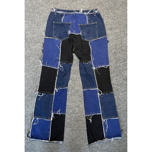 Shein High Waisted Patch Spliced Ankle Straight Leg Jeans Size L - Picture 5 of 5